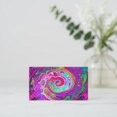 Groovy Abstract Retro Magenta Rainbow Swirl Visitekaartje (Staand voorkant)