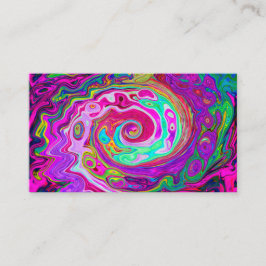 Groovy Abstract Retro Magenta Rainbow Swirl Visitekaartje