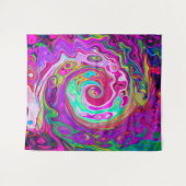 Groovy Abstract Retro Magenta Rainbow Swirl Wandkleed (Voorkant (horizontaal))