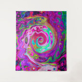 Groovy Abstract Retro Magenta Rainbow Swirl Wandkleed (Voorkant)