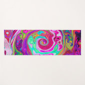 Groovy Abstract Retro Magenta Rainbow Swirl Yogamat (Voorkant (horizontaal))