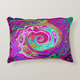 Groovy Abstract Retro Magenta Regenboog Draaikolk Accent Kussen