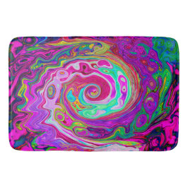 Groovy Abstract Retro Magenta Regenboog Draaikolk Badmat