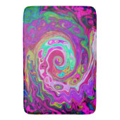 Groovy Abstract Retro Magenta Regenboog Draaikolk Badmat (Voorkant Verticaal)