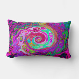 Groovy Abstract Retro Magenta Regenboog Draaikolk Kussen