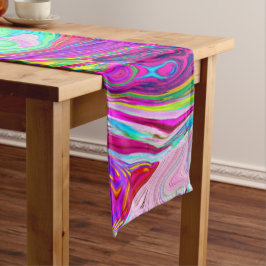 Groovy Abstract Retro Magenta Regenboog Draaikolk Medium Tafelloper