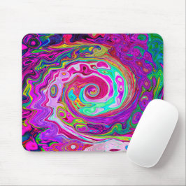Groovy Abstract Retro Magenta Regenboog Draaikolk Muismat