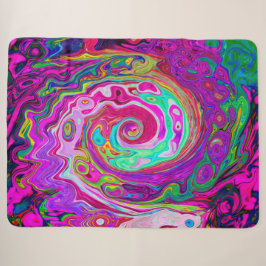 Groovy Abstract Retro Magenta Regenboog Draaikolk Sherpa Deken