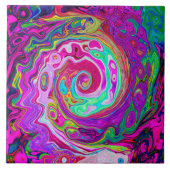Groovy Abstract Retro Magenta Regenboog Draaikolk Tegeltje (Voorkant)