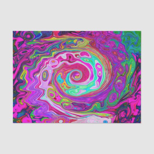 Groovy Abstract Retro Magenta Regenboog Draaikolk Tissuepapier (Voorkant)