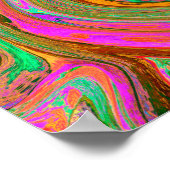 Groovy Abstract Retro Oranje en Green Swirl Poster (Hoek)