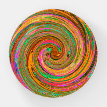Groovy Abstract Retro Oranje en Groen Werveling
