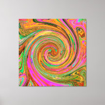 Groovy Abstract Retro Oranje en Groen Werveling