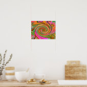 Groovy Abstract Retro Oranje en Groen Werveling Poster (Keuken)