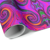 Groovy Abstract Retro Paars en Oranje wervelkolom Cadeaupapier (Rol Hoek)