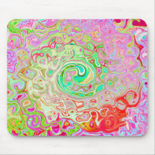 Groovy Abstract Retro Pastel Groen Vloeibaar Draai Muismat