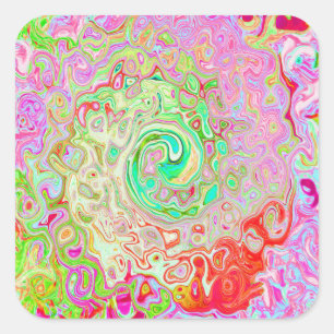 Groovy Abstract Retro Pastel Groen Vloeibare Draai Vierkante Sticker
