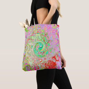 Groovy Abstract Retro Pastel Groen Vloeistof Werve Tote Bag