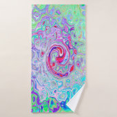 Groovy Abstract Retro Pink en Green Swirl Badhanddoek (Badhanddoek)