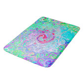 Groovy Abstract Retro Pink en Green Swirl Badmat (Gekanteld)