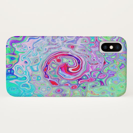 Groovy Abstract Retro Pink en Green Swirl Case-Mate iPhone Case (Achterkant (horizontaal))