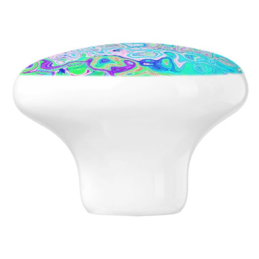 Groovy Abstract Retro Pink en Green Swirl Keramische Knop (Zijkant)