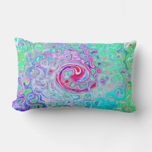 Groovy Abstract Retro Pink en Green Swirl Kussen