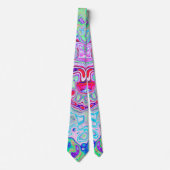 Groovy Abstract Retro Pink en Green Swirl Stropdas (Voorkant)