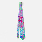 Groovy Abstract Retro Pink en Green Swirl Stropdas (Achterkant)
