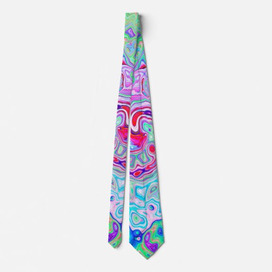 Groovy Abstract Retro Pink en Green Swirl Stropdas (Achterkant)