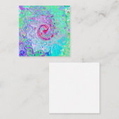 Groovy Abstract Retro Pink en Green Swirl Vierkante Visitekaartje (Voorkant / Achterkant)