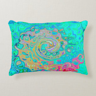 Groovy Abstract Retro Rainbow Liquid Swirl Accent Kussen