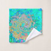 Groovy Abstract Retro Rainbow Liquid Swirl Bad Handdoek (Wasdoekje)
