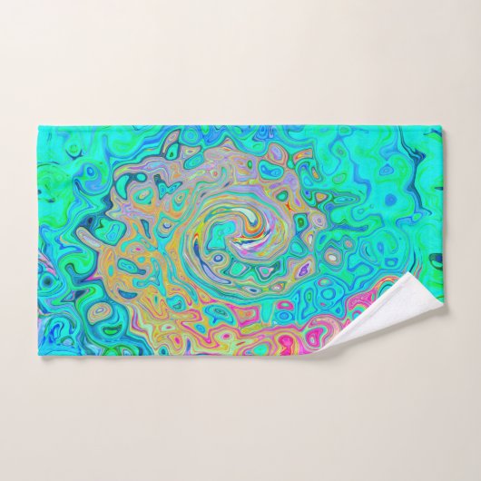 Groovy Abstract Retro Rainbow Liquid Swirl Bad Handdoek (Handdoek)