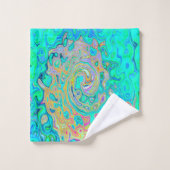 Groovy Abstract Retro Rainbow Liquid Swirl Bad Handdoek (Wasdoekje)