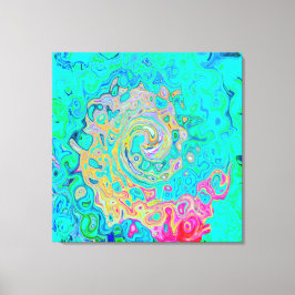 Groovy Abstract Retro Rainbow Liquid Swirl Canvas Afdruk