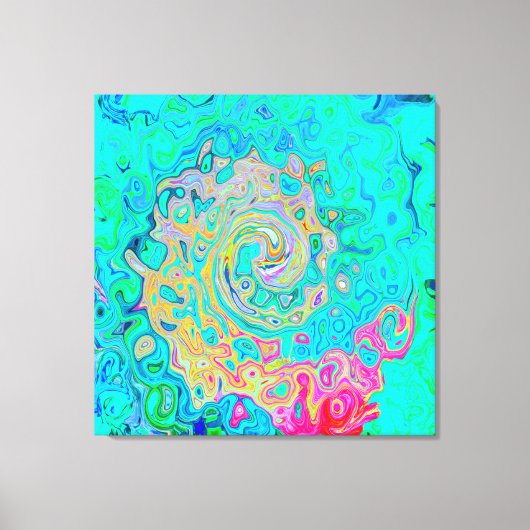 Groovy Abstract Retro Rainbow Liquid Swirl Canvas Afdruk (Voorkant)