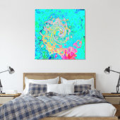 Groovy Abstract Retro Rainbow Liquid Swirl Canvas Afdruk (Insitu (Slaapkamer))