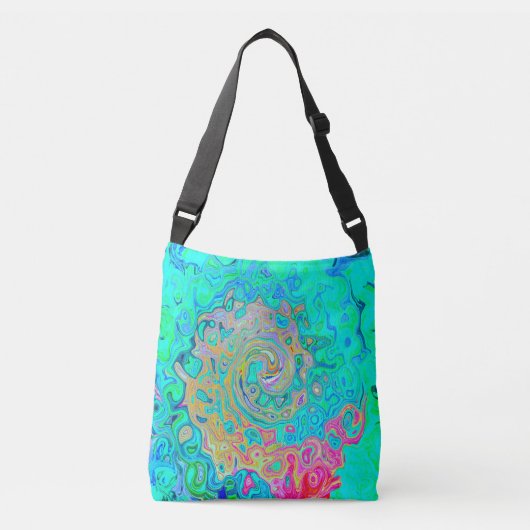 Groovy Abstract Retro Rainbow Liquid Swirl Crossbody Tas (Voorkant)