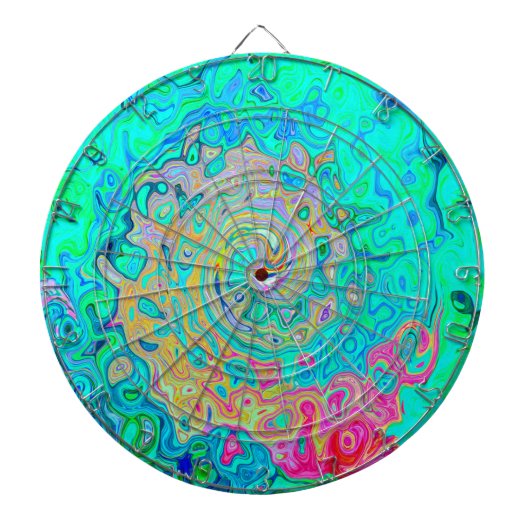 Groovy Abstract Retro Rainbow Liquid Swirl Dartbord (Voorkant)