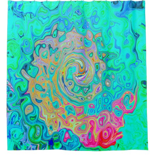 Groovy Abstract Retro Rainbow Liquid Swirl Douchegordijn (Voorkant)