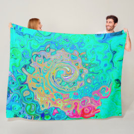 Groovy Abstract Retro Rainbow Liquid Swirl Fleece Deken