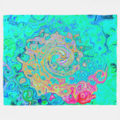 Groovy Abstract Retro Rainbow Liquid Swirl Fleece Deken (Voorkant (Horizontaal))