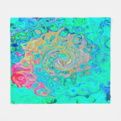 Groovy Abstract Retro Rainbow Liquid Swirl Fleece Deken (Voorkant (Horizontaal))