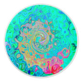 Groovy Abstract Retro Rainbow Liquid Swirl Keramische Knop (Voorkant)