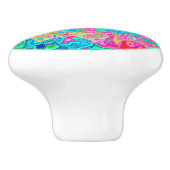 Groovy Abstract Retro Rainbow Liquid Swirl Keramische Knop (Zijkant)