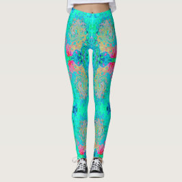 Groovy Abstract Retro Rainbow Liquid Swirl Leggings