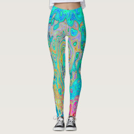 Groovy Abstract Retro Rainbow Liquid Swirl Leggings