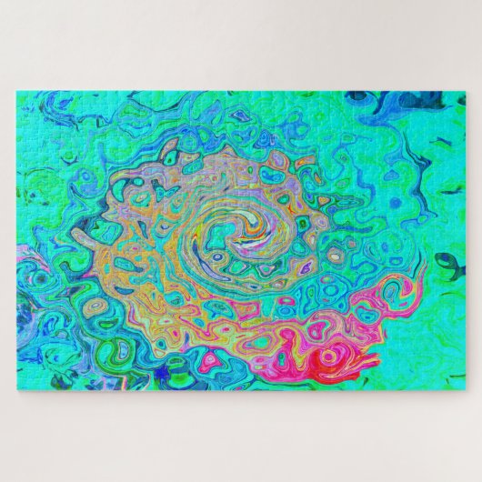 Groovy Abstract Retro Rainbow Liquid Swirl Legpuzzel (Horizontaal)