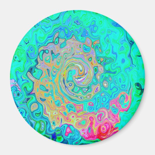 Groovy Abstract Retro Rainbow Liquid Swirl Magneet (Voorkant)